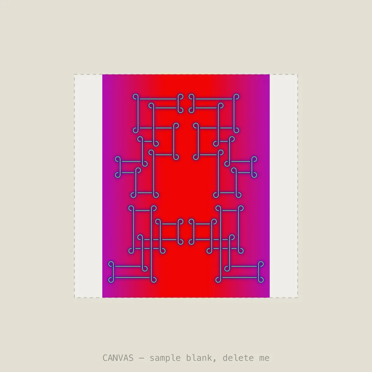 Red Beamer VII — Stretched canvas, 16×16in