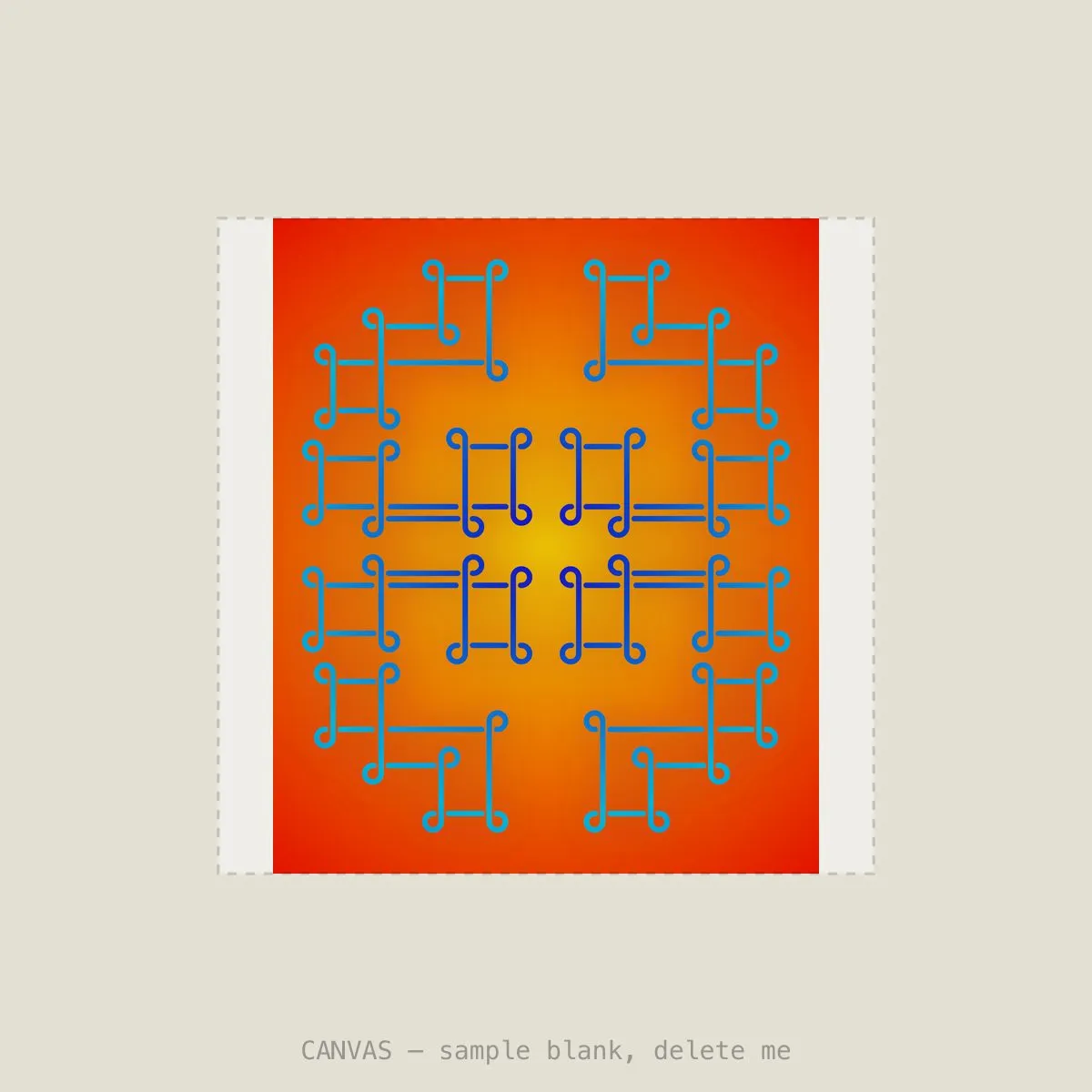 Sungrid Blue X — Stretched canvas, 16×16in