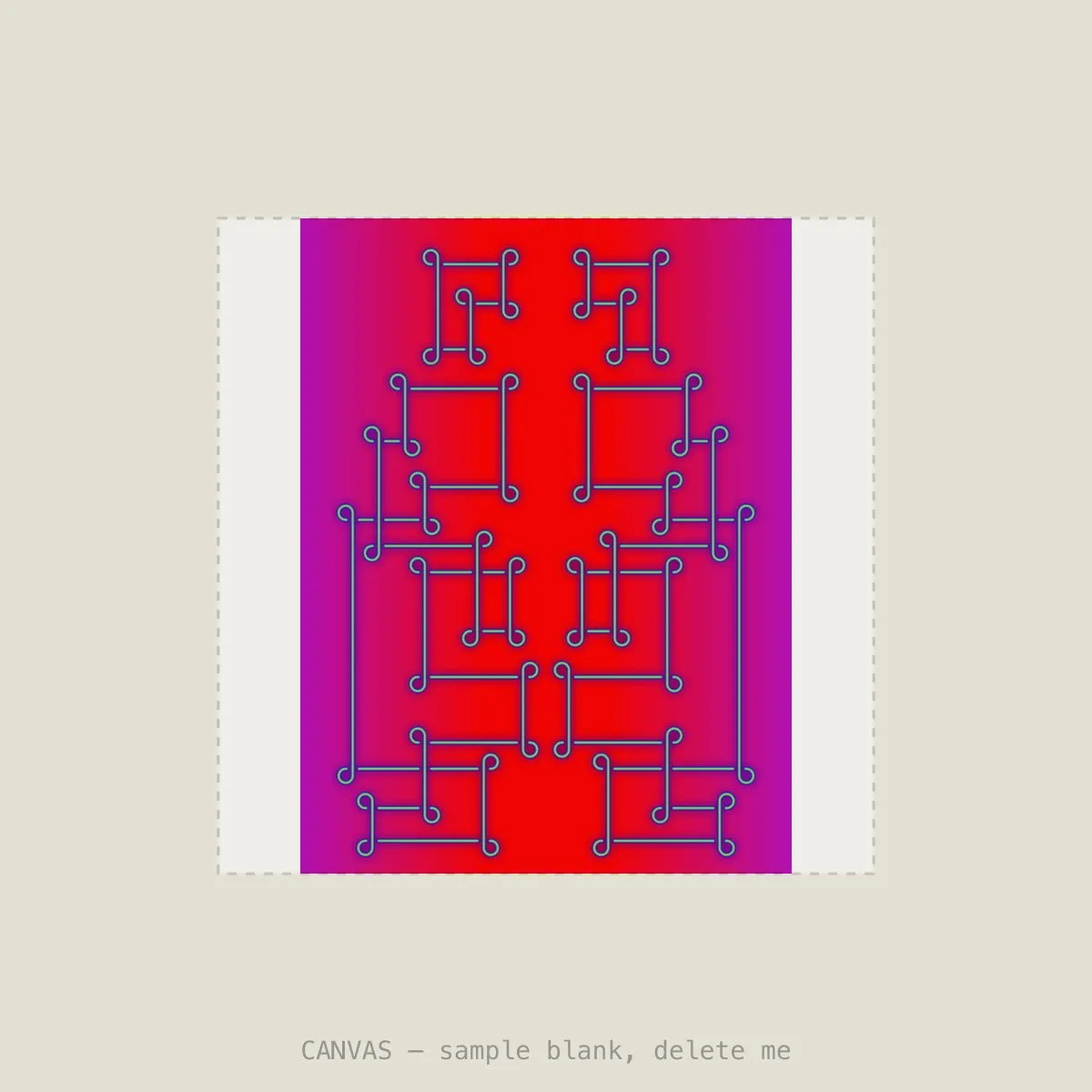 Red Beamer VIII — Stretched canvas, 16×16in